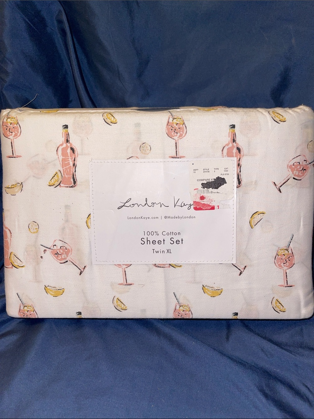 London Kaye Twin XL 100% Cotton Sheet Set - Pink Cocktail Print